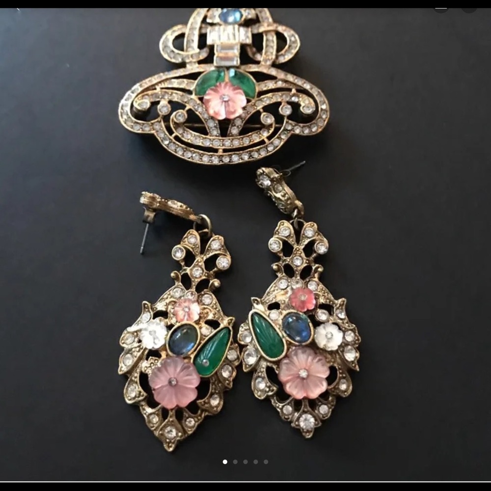 Vintage pin and earring set.